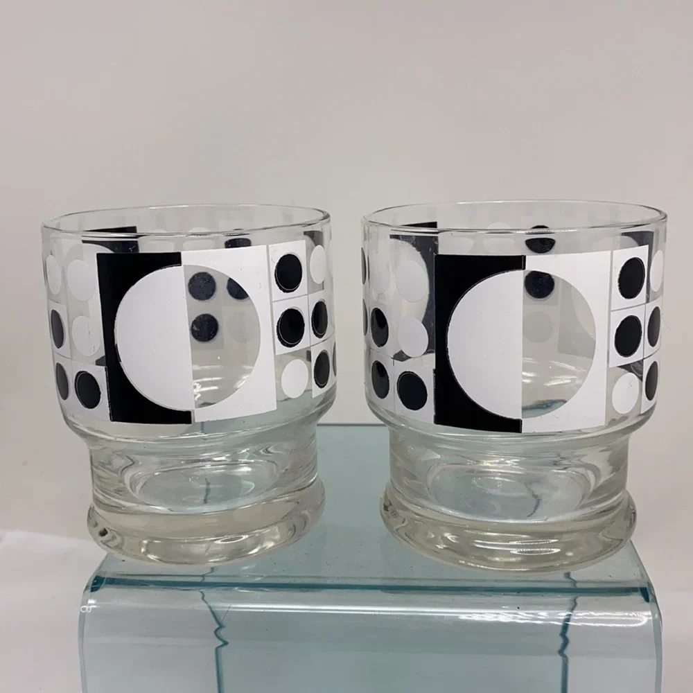 Set of Two Bartrix Black and White Pop Art Rocks Glasses